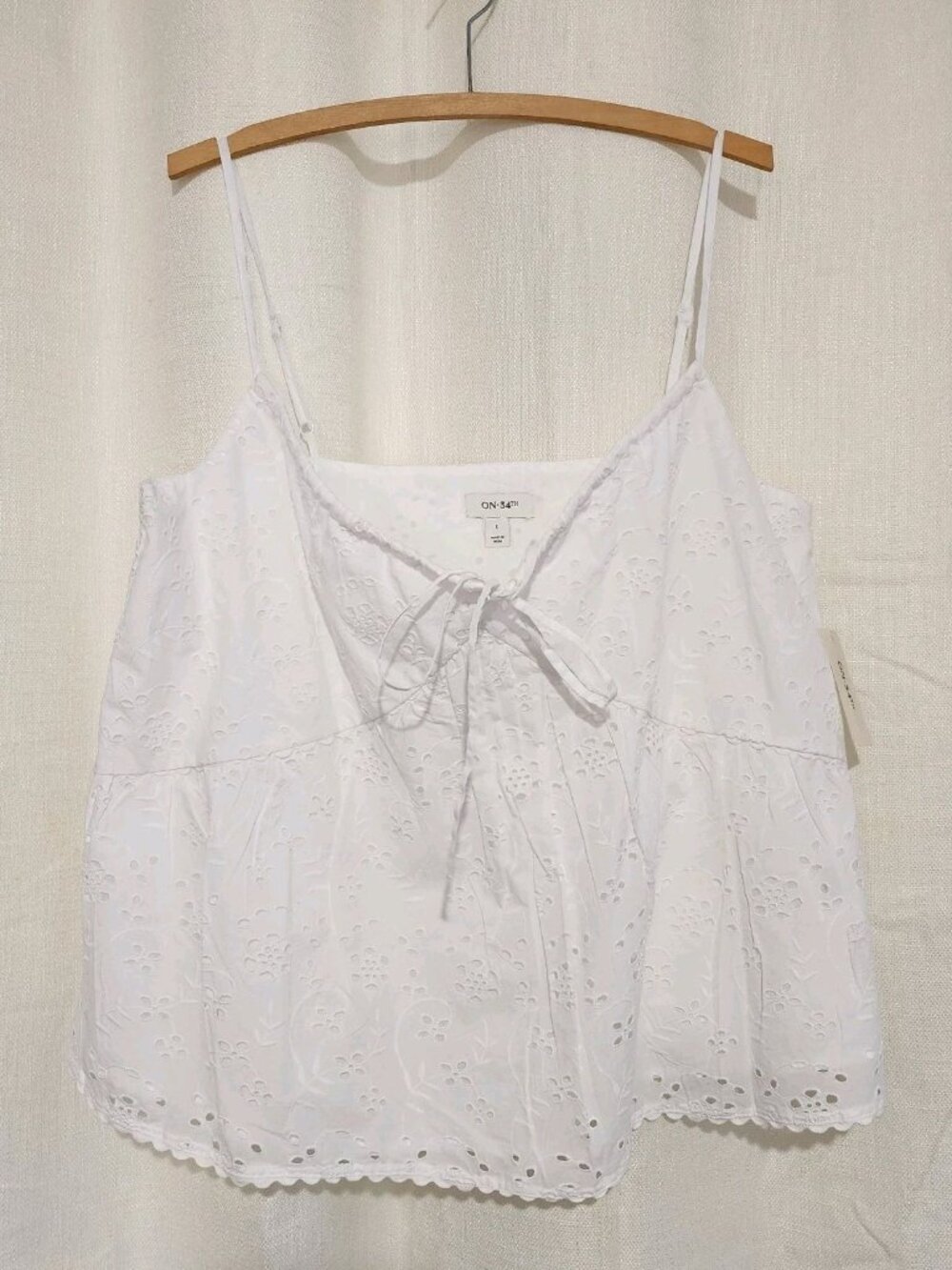 On 34th Women's Top Sleeveless Spaghetti Strap White Size Large NWT
